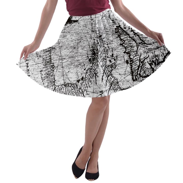 Antique Mercant Map  A-line Skater Skirt