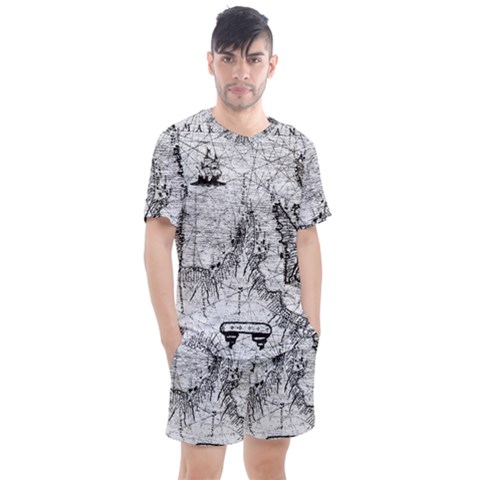 Antique Mercant Map  Men s Mesh Tee And Shorts Set by ConteMonfrey