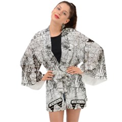 Antique Mercant Map  Long Sleeve Kimono by ConteMonfrey