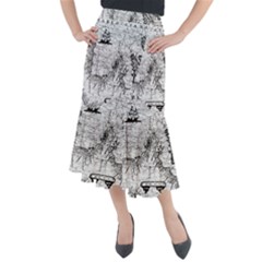 Antique Mercant Map  Midi Mermaid Skirt by ConteMonfrey