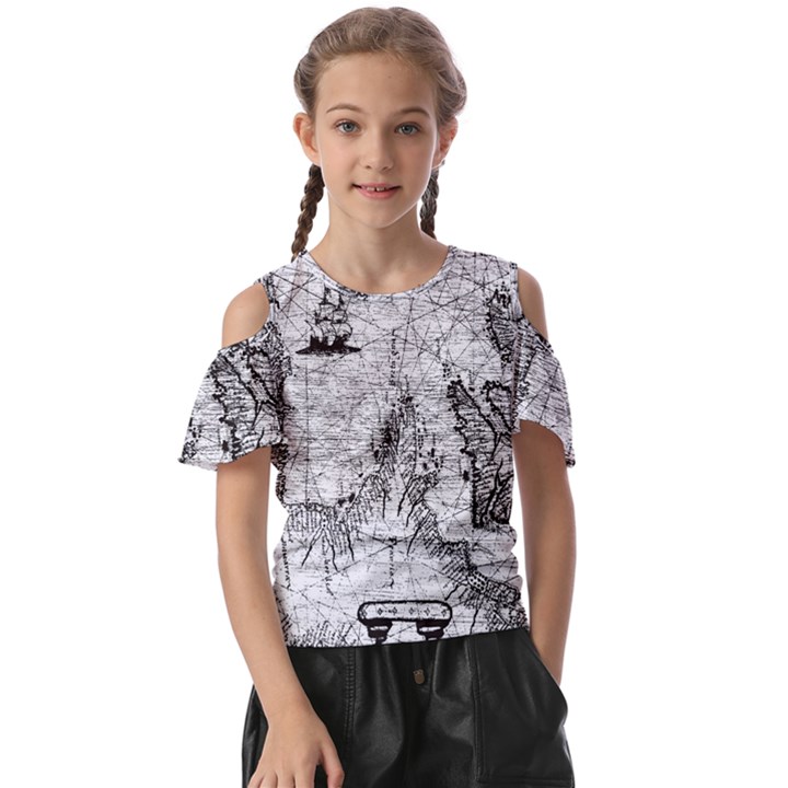 Antique Mercant Map  Kids  Butterfly Cutout Tee