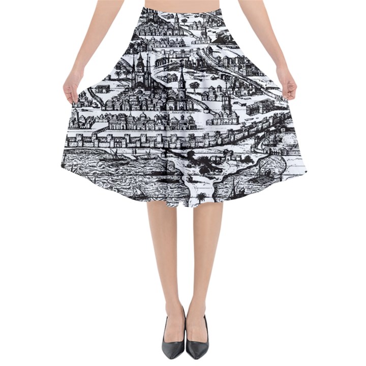 Old Civilization Flared Midi Skirt