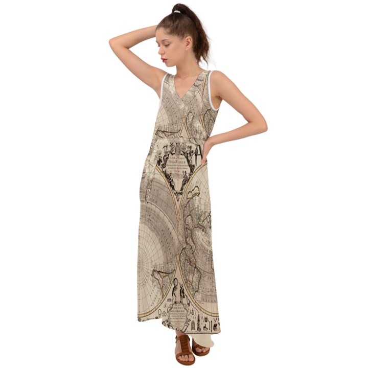 Mapa Mundi - 1774 V-Neck Chiffon Maxi Dress