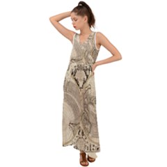 Mapa Mundi - 1774 V-neck Chiffon Maxi Dress by ConteMonfrey