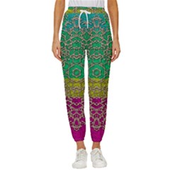 Rainbow Landscape With A Beautiful Silver Star So Decorative Cropped Drawstring Pants by pepitasart