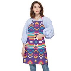 Pastel Shapes Rows On A Purple Background                                                               Pocket Apron by LalyLauraFLM