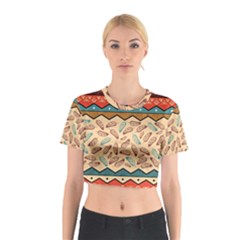 Ethnic-tribal-pattern-background Cotton Crop Top by Vaneshart