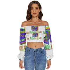 Fashionkiller12 Long Sleeve Crinkled Weave Crop Top by 1212