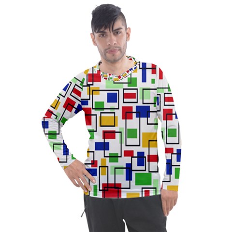 Colorful Rectangles                                                                   Men s Pique Long Sleeve Tee by LalyLauraFLM