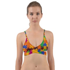 Retro Colors Puzzle Pieces                                                                       Wrap Around Bikini Top by LalyLauraFLM