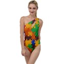 Retro colors puzzle pieces                                                                       To One Side Swimsuit View1