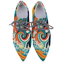 Wave Waves Ocean Sea Abstract Whimsical Pointed Oxford Shoes by Jancukart