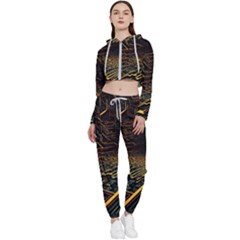 Data Technology Coding Pattern Cropped Zip Up Lounge Set by Jancukart