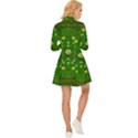 Lotus Bloom In Gold And A Green Peaceful Surrounding Environment Long Sleeve Velour Longline Dress View4