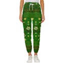 Lotus Bloom In Gold And A Green Peaceful Surrounding Environment Cropped Drawstring Pants View1