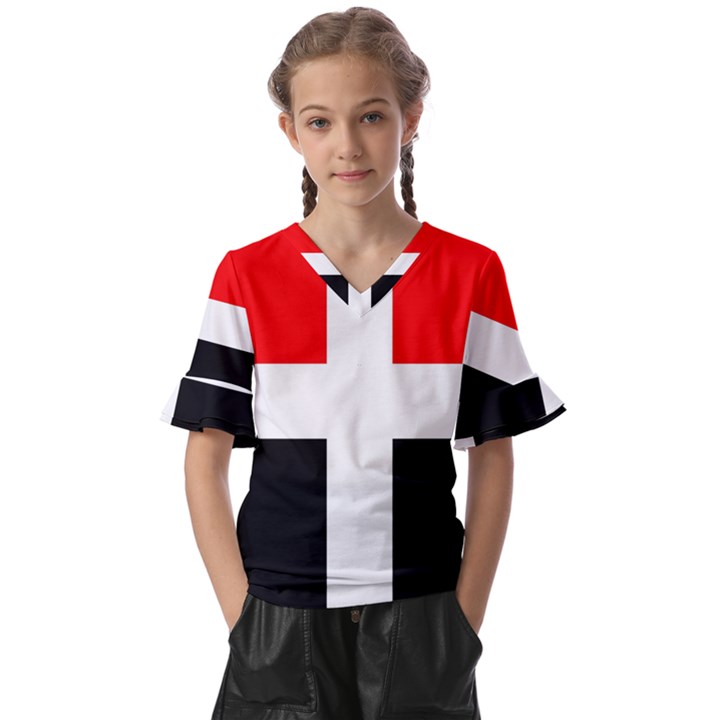 Arpitania Flag Kids  V-Neck Horn Sleeve Blouse