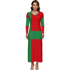 Bornholm Denmark Flag Long Sleeve Velour Longline Maxi Dress by tony4urban