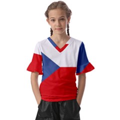 Czech Republic Kids  V-neck Horn Sleeve Blouse by tony4urban