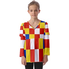 Antwerp Flag Kids  V Neck Casual Top by tony4urban