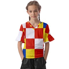 Antwerp Flag Kids  V-neck Horn Sleeve Blouse by tony4urban