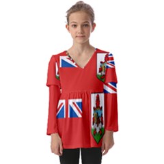 Bermuda Kids  V Neck Casual Top by tony4urban