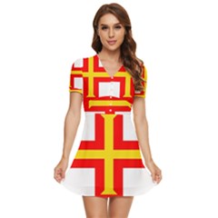 Guernsey V-neck High Waist Chiffon Mini Dress by tony4urban