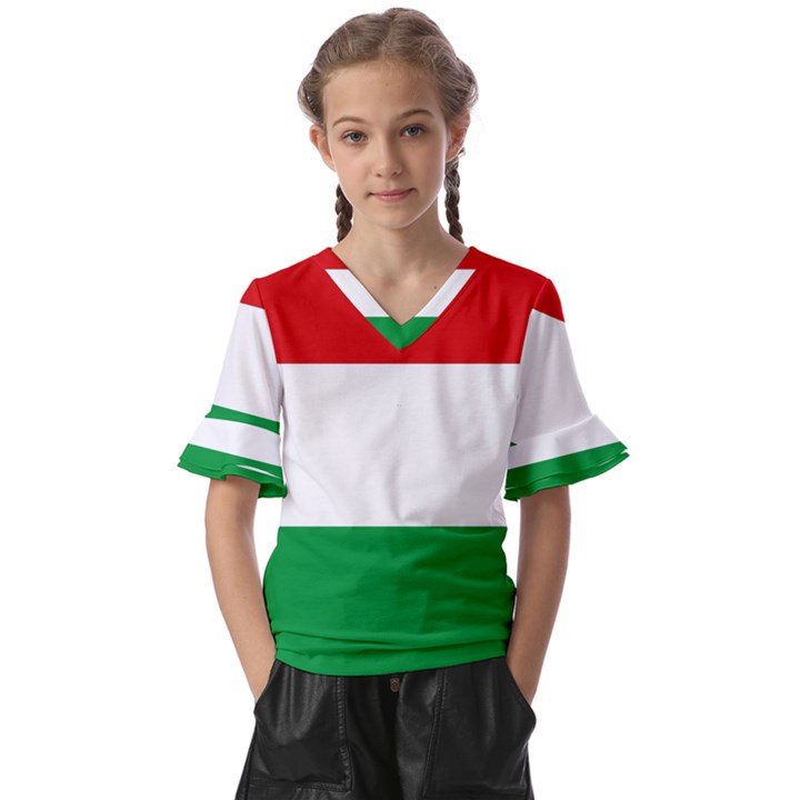 Hungary Kids  V-Neck Horn Sleeve Blouse