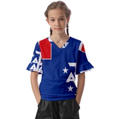 French Southern Territories Kids  V-neck Horn Sleeve Blouse by tony4urban