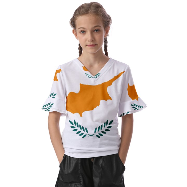 Cyprus Kids  V-Neck Horn Sleeve Blouse