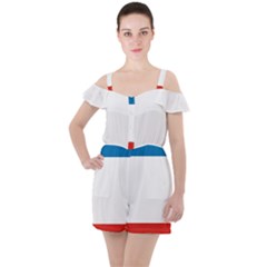 Crimea Flag Ruffle Cut Out Chiffon Playsuit by tony4urban