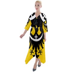 Dolnoslaskie Flag Quarter Sleeve Wrap Front Maxi Dress by tony4urban