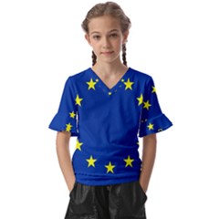 Europe Kids  V-neck Horn Sleeve Blouse by tony4urban