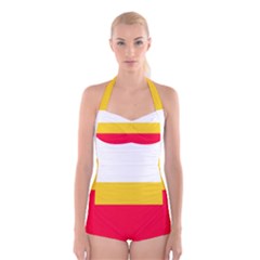 Malopolskie Flag Boyleg Halter Swimsuit  by tony4urban