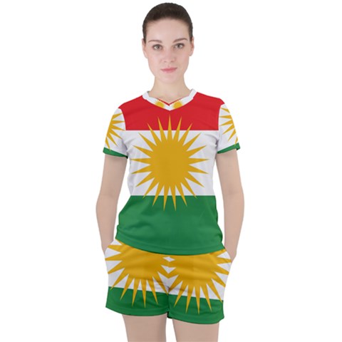 Kurdistan Flag Women s Tee And Shorts Set by tony4urban