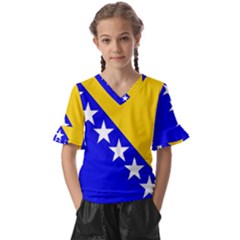 Bosnia And Herzegovina Kids  V-neck Horn Sleeve Blouse by tony4urban