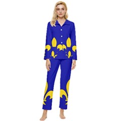 Ile De France Flag Womens  Long Sleeve Velvet Pocket Pajamas Set by tony4urban