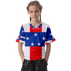 Netherlands Antilles Kids  V-neck Horn Sleeve Blouse by tony4urban