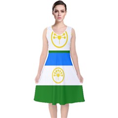 Bashkortostan Flag V-neck Midi Sleeveless Dress  by tony4urban