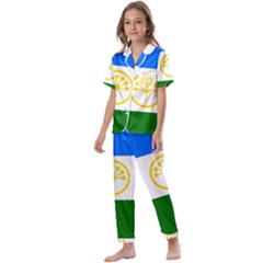 Bashkortostan Flag Kids  Satin Short Sleeve Pajamas Set by tony4urban