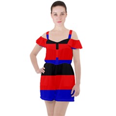 East Frisia Flag Ruffle Cut Out Chiffon Playsuit by tony4urban