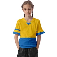 Opolskie Flag Kids  V-neck Horn Sleeve Blouse by tony4urban