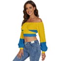 Opolskie Flag Long Sleeve Crinkled Weave Crop Top View2