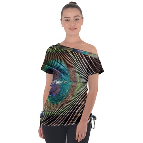 Peacock Off Shoulder Tie-up Tee by StarvingArtisan