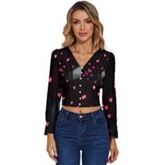 Love Valentine s Day Long Sleeve V-neck Top by artworkshop