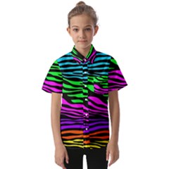 Colorful Zebra Kids  Short Sleeve Shirt by Angelandspot