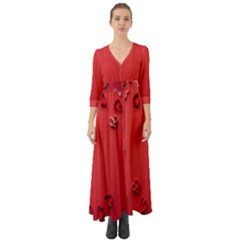 Valentine Day Logo Heart Ribbon Button Up Boho Maxi Dress by artworkshop