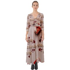 Valentine Gift Box Button Up Boho Maxi Dress by artworkshop