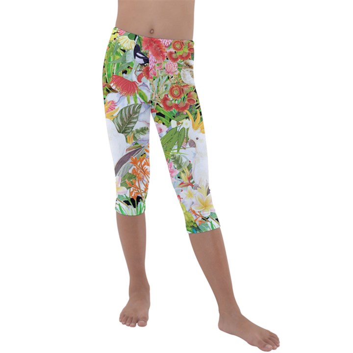 Birds of Paradise  Kids  Lightweight Velour Capri Leggings 