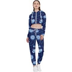 Flower Cropped Zip Up Lounge Set by zappwaits