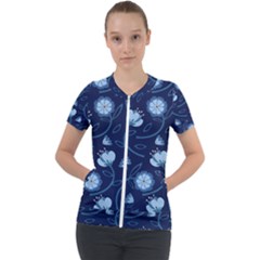 Flower Short Sleeve Zip Up Jacket by zappwaits